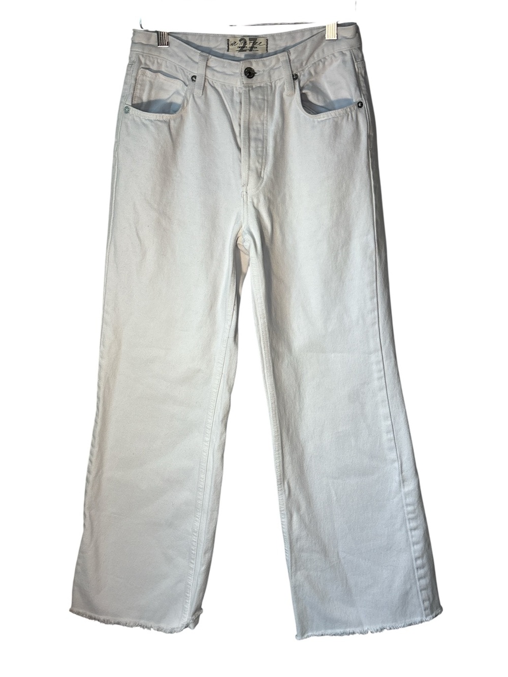 We The Free Jeans Womens 27 White Straight Leg Raw Frayed Hem 100% Cotton Staple